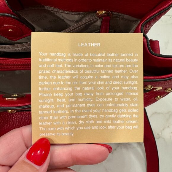 Michael Kors Red Leather Hamilton Medium East West Tote Shoulder Bag - Picture 13 of 13